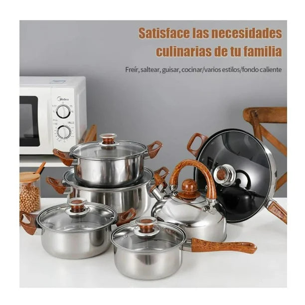 🍳 Batería de Cocina 12 Piezas 🍴 ¡Cocina como un Chef! 🍲 ¡Envío GRATIS! 🚚