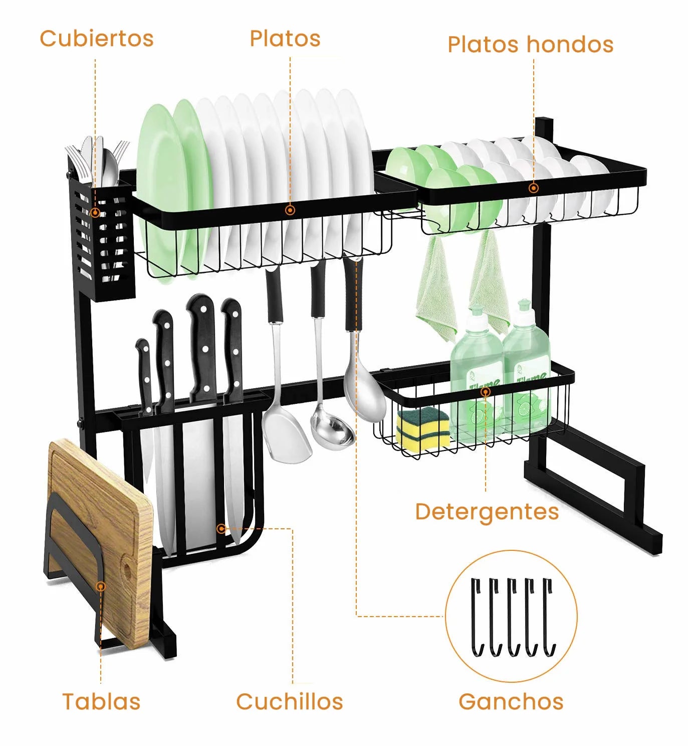 🌟 Rack Escurridor Lavaplatos 85cm 🍽️ ¡Organiza tu cocina! 🚚 ¡Envío GRATIS!